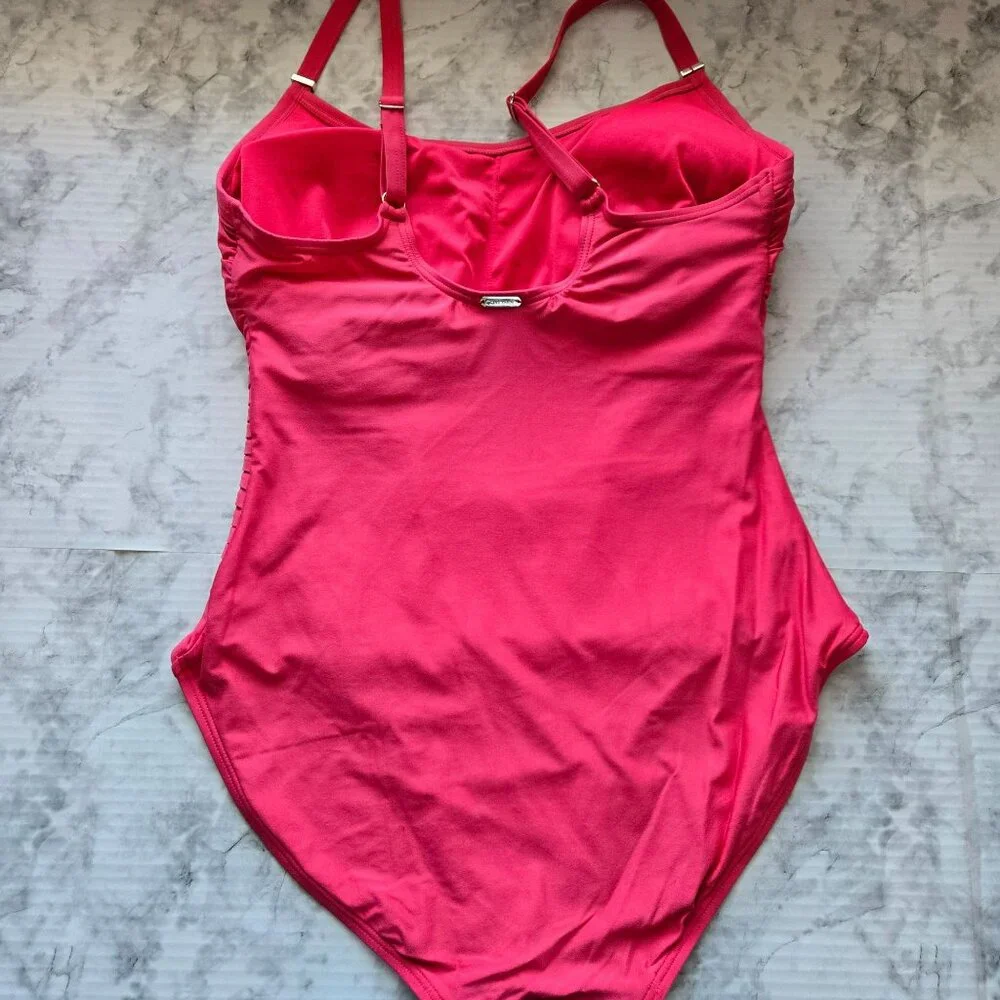Calvin Klein Ruched Panel One Piece Swimsuit Women's Size 10 - Picture 6 of 9